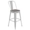 Emma and Oliver Kam Metal Indoor-Outdoor Stool with Removable Back and All-Weather Polystyrene Seat